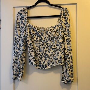 Floral Blue and Cream Reformation Top